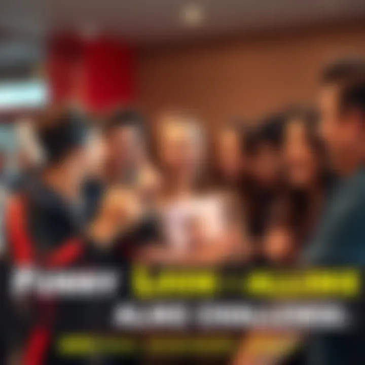 A group of people laughing and sharing funny look-alike guesses while pointing at a picture of a celebrity, showcasing a playful atmosphere.