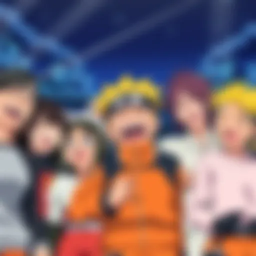 A group of anime characters laughing and engaging in humorous antics reminiscent of filler episodes, showcasing their playful expressions and silly situations.