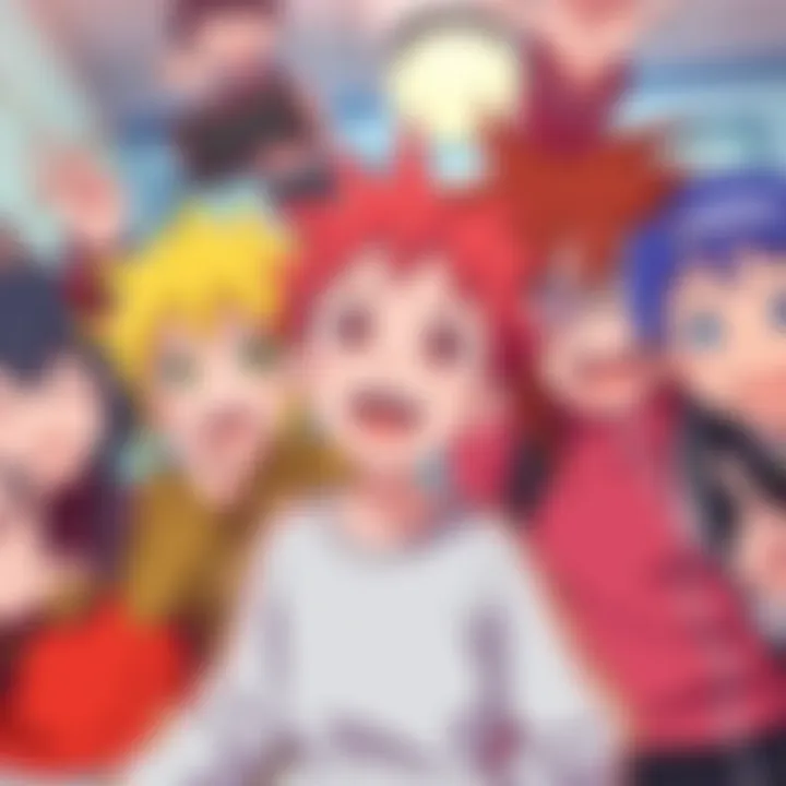 A group of cheerful anime characters in silly poses, showcasing their humorous personalities and vibrant colors, perfect for casual viewing.
