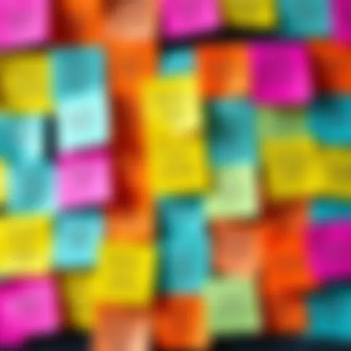 A collage of humorous and exaggerated character descriptions written on colorful sticky notes, showcasing people's creativity and laughter.