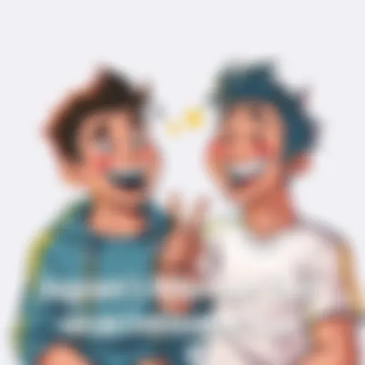 A humorous illustration of an underrated duo sharing a laugh, inspired by memes, with playful expressions and cartoonish features.