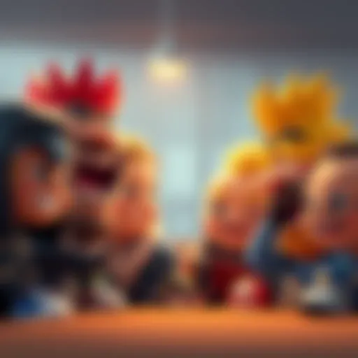 A group of cartoon characters laughing together, sharing funny moments and jokes from forums