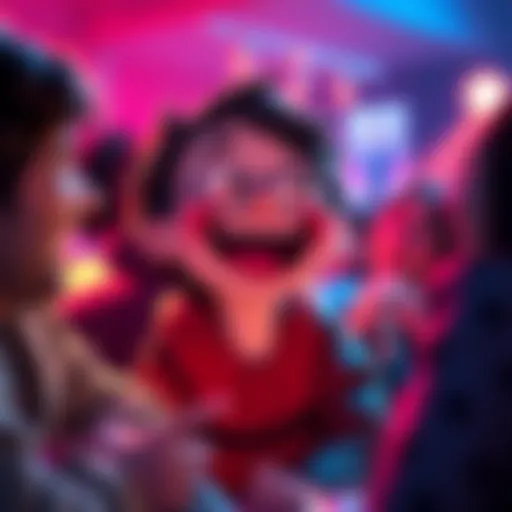 A colorful meme featuring a cartoon character laughing heartily with friends, showcasing the joy of shared humor.