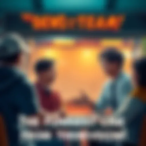 Character Hanma suggesting a funny team name during a scene, making others laugh