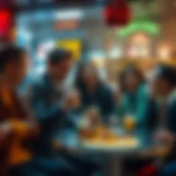 A group of friends sharing a laugh over a spilled drink at a cafe