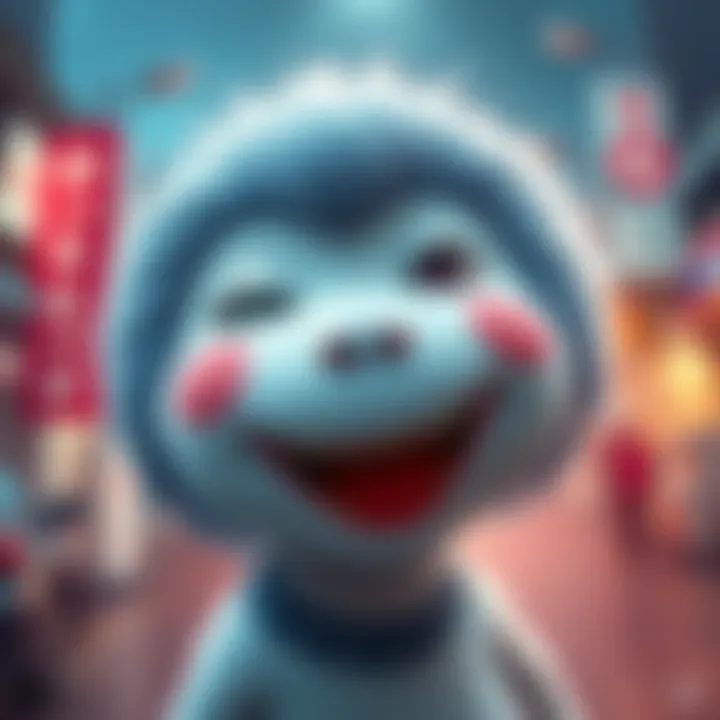 A humorous Momo character making a funny face, perfect for sharing on social media.