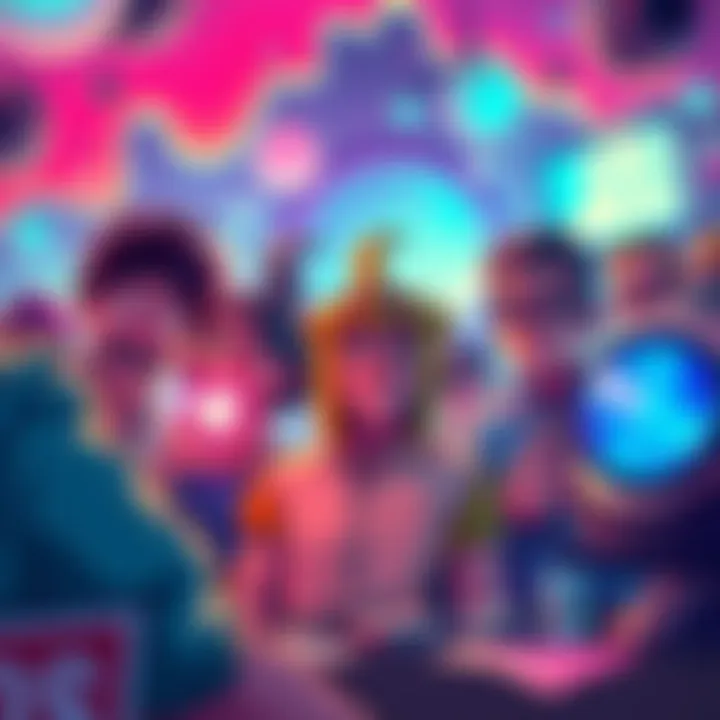 A colorful multiverse scene featuring characters from 'Dirty Deeds Done Dirt Cheap' with humorous expressions and quirky actions.