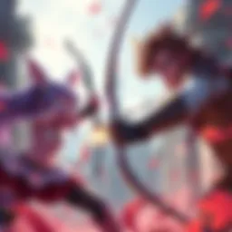 Funny Valentine vs Archer Showdown Funny Valentine and Archer face off in an intense battle inside Infinity Castle, showcasing their powerful abilities and determination.