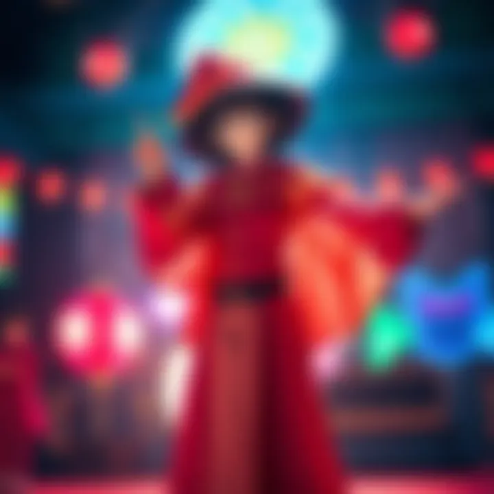 Furukawa ShinJI dressed as Wizard oJI-chan, performing in a colorful music video setting.