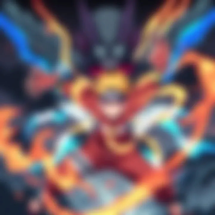 Fusion of Naruto and Momoshiki Naruto character in a dynamic fusion pose with Momoshiki, showcasing a blend of powers and characteristics, set against a dramatic background.