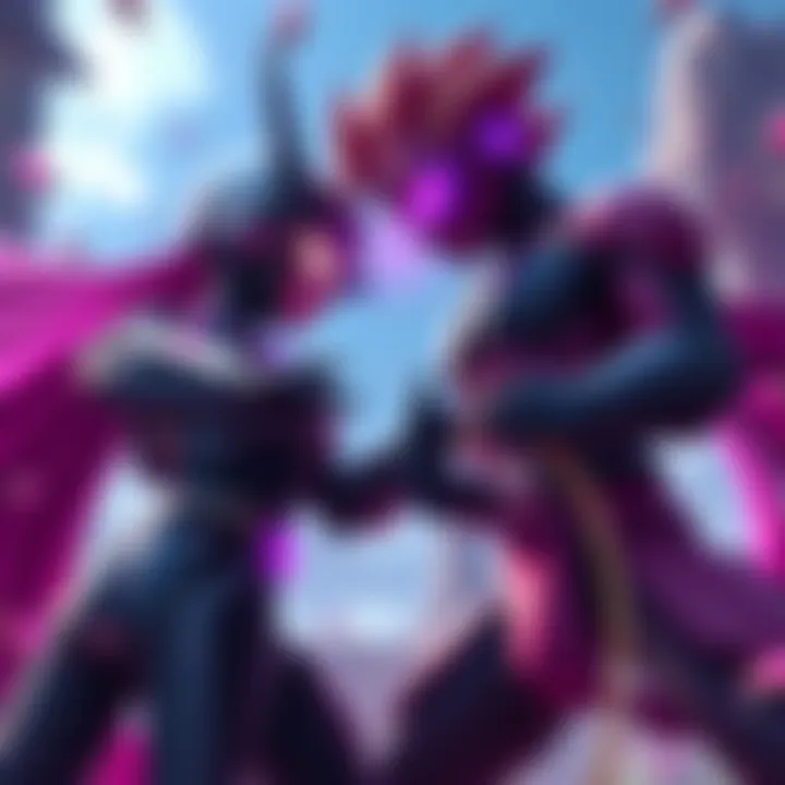 Two future androids strategizing in a fierce battle against Majin Buu and Goku Black, showcasing advanced combat techniques and powers.