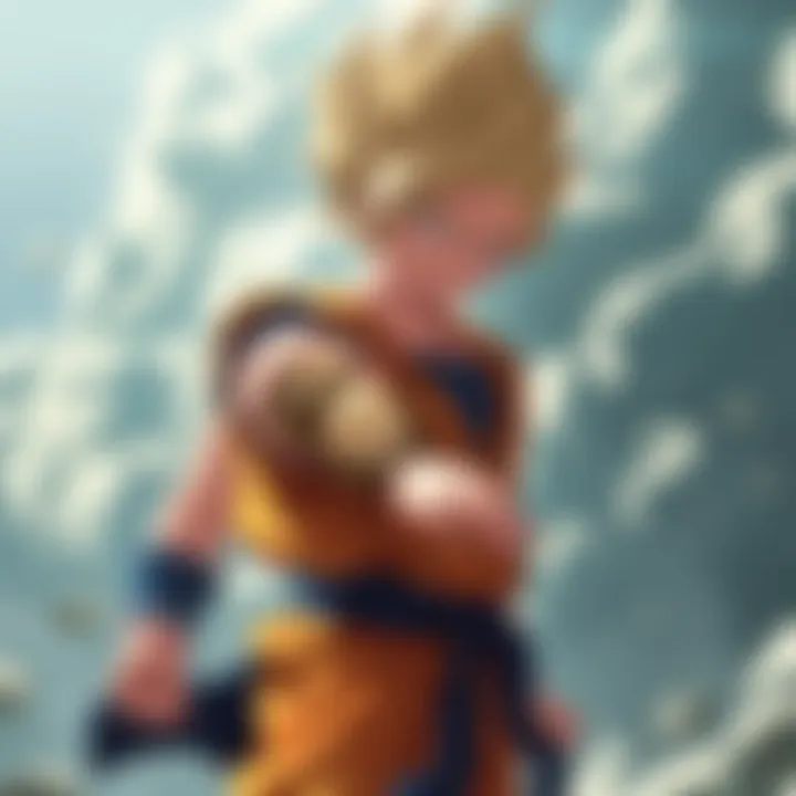 Future Gohan stands ready for battle, showing his focus despite missing one arm, with a determined expression on his face.
