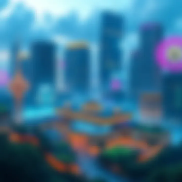 A futuristic city with advanced technology and green spaces, symbolizing changes in society by 2025.