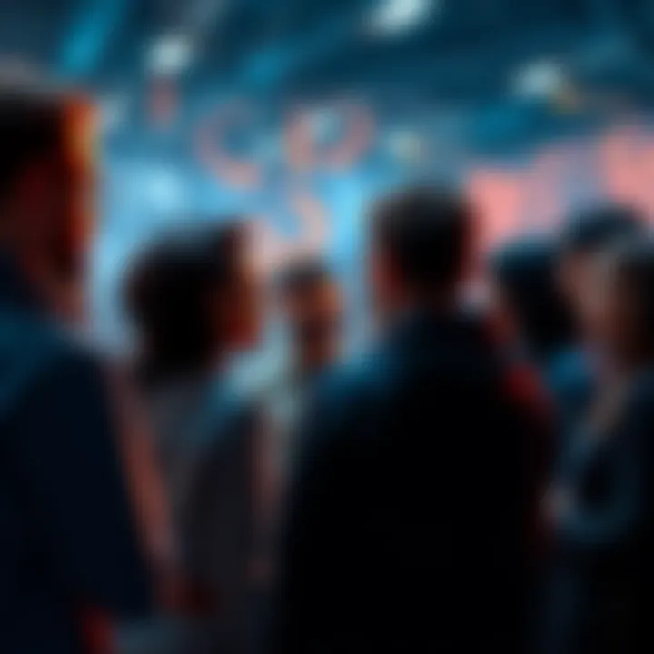 A group of people engaged in conversation about future trends and predictions