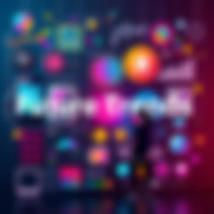 A collage of technology and cultural symbols representing future trends, including gadgets, graphs, and people interacting with tech.