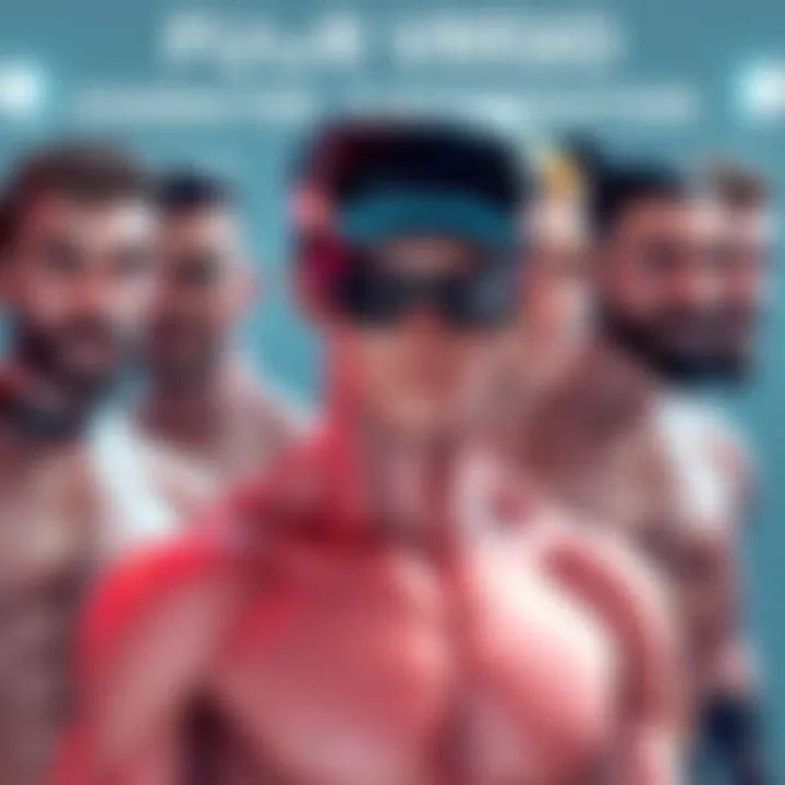 A digital character showing various customization options like muscle textures, diverse body types, and facial hair choices.