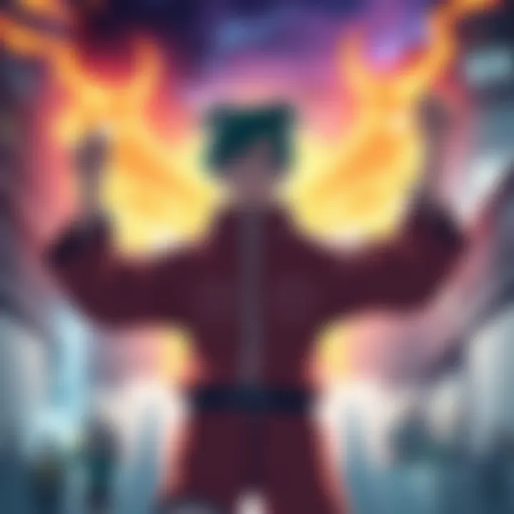 Fuuka stands confidently with her fists raised in triumph, showcasing her strength after defeating Naruto in a battle.