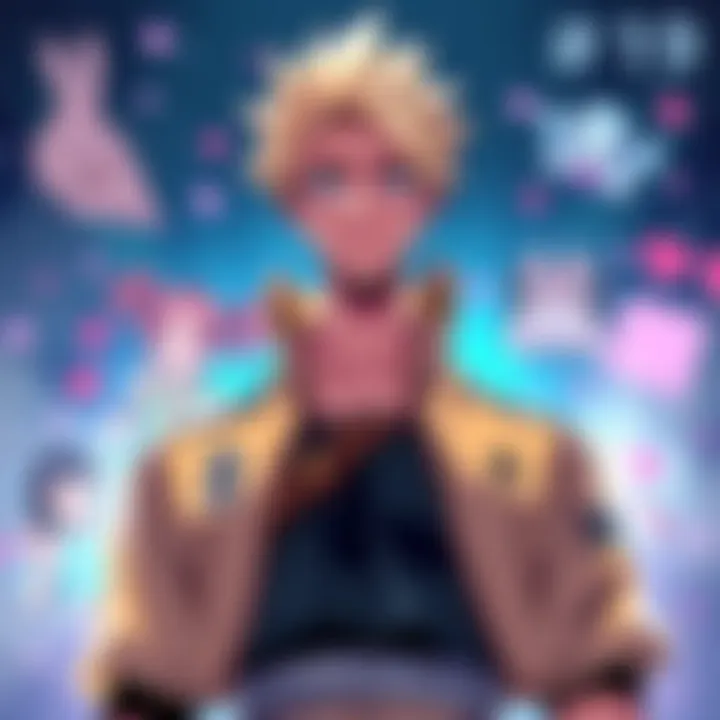 Gabimaru stands confidently with a focused expression, surrounded by fan art and applause icons, celebrating his #9 ranking in the Top 10 Male Characters chart.