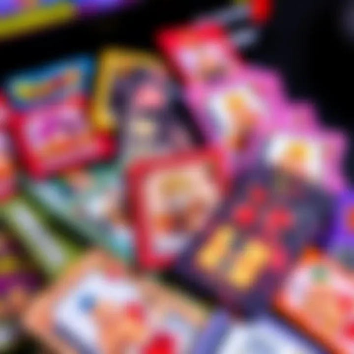 An assortment of colorful tickets from a gacha game featuring characters like Gogeta and Goku Black