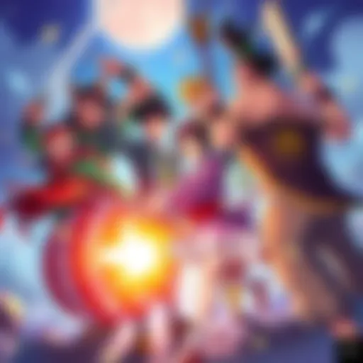 A vibrant illustration featuring characters from Gachiakuta and Dandadan in action, showcasing their unique styles and energetic poses.