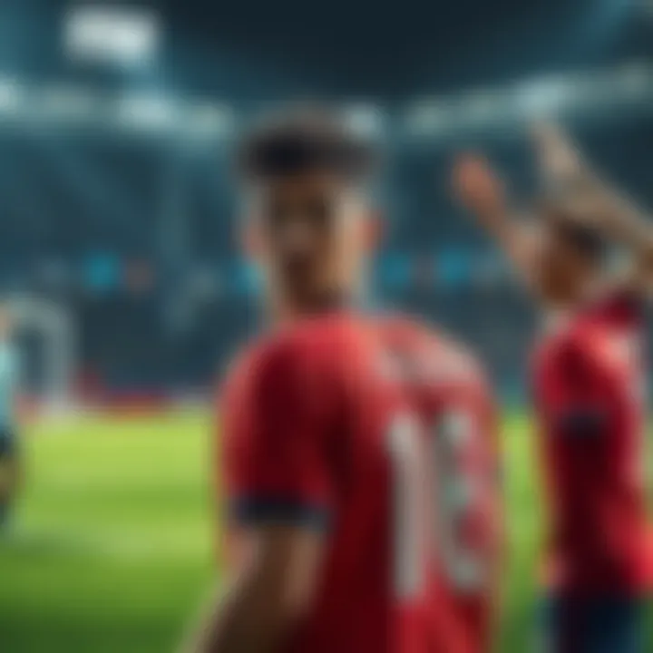 Gagamaru on the field looking defeated as two midfielders celebrate scoring goals behind him