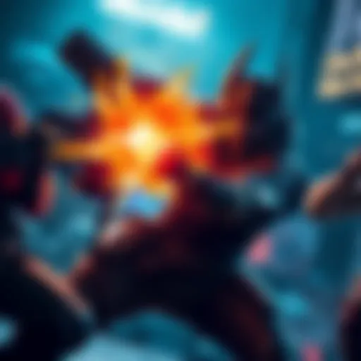 Game Character in Action A game character performing a powerful attack, disabling opponents and showcasing strong abilities in intense battle scenes.