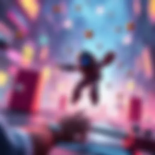 A game character skillfully dodging obstacles while navigating through a vibrant game world