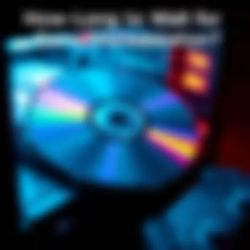 A game disk being inserted into a console during a lengthy installation process