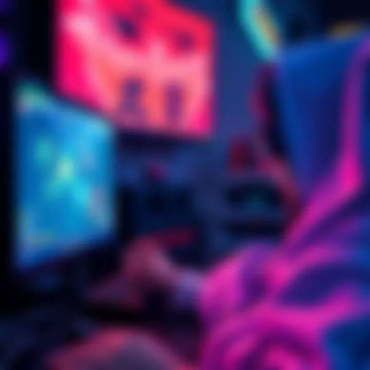 A gamer focused on the screen while playing the Touhou game, showing intense concentration and quick reflexes.