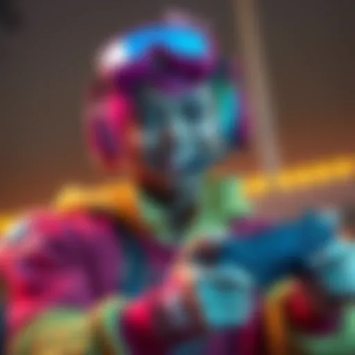A gamer dressed in colorful cosplay, inspired by a confident character, smiles while holding a controller, reflecting hope and love.