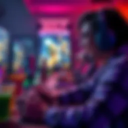 A gamer focused on playing a video game, surrounded by snacks and drinks, showing signs of excitement.