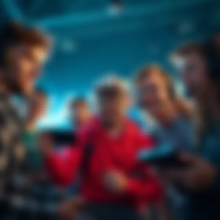 Group of gamers expressing frustration about missing Switch 2 version for online games, showcasing gaming gear and consoles.