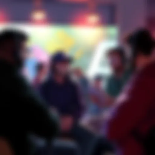 Group of gamers talking about $75 art sleeves and sharing opinions on a game update