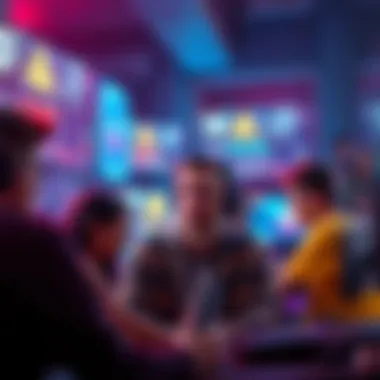 A group of gamers looking frustrated while playing online games, with screens showing warning signs of h@kers