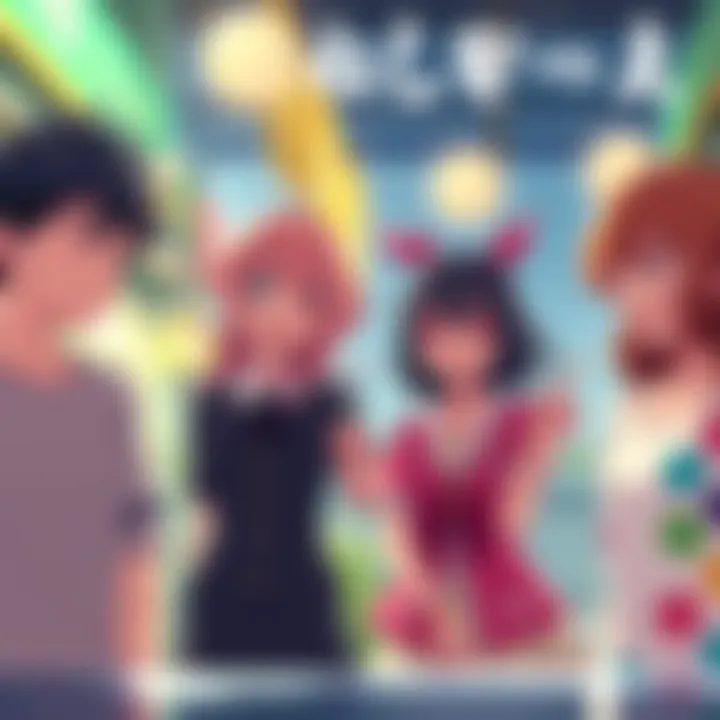 A colorful scene from Ganso! Bandori-chan Episode 22 featuring the main characters in a lively setting