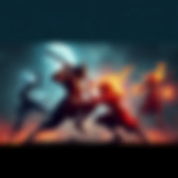 An intense battle scene between Garou and Mahoraga showcasing their abilities and power