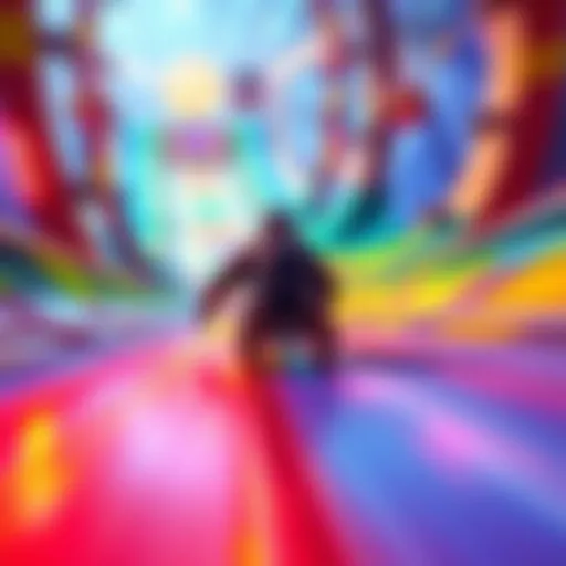 A player sliding down a colorful track in Garou Sliding Simulator, showing dynamic gameplay with vibrant graphics and competitive elements.