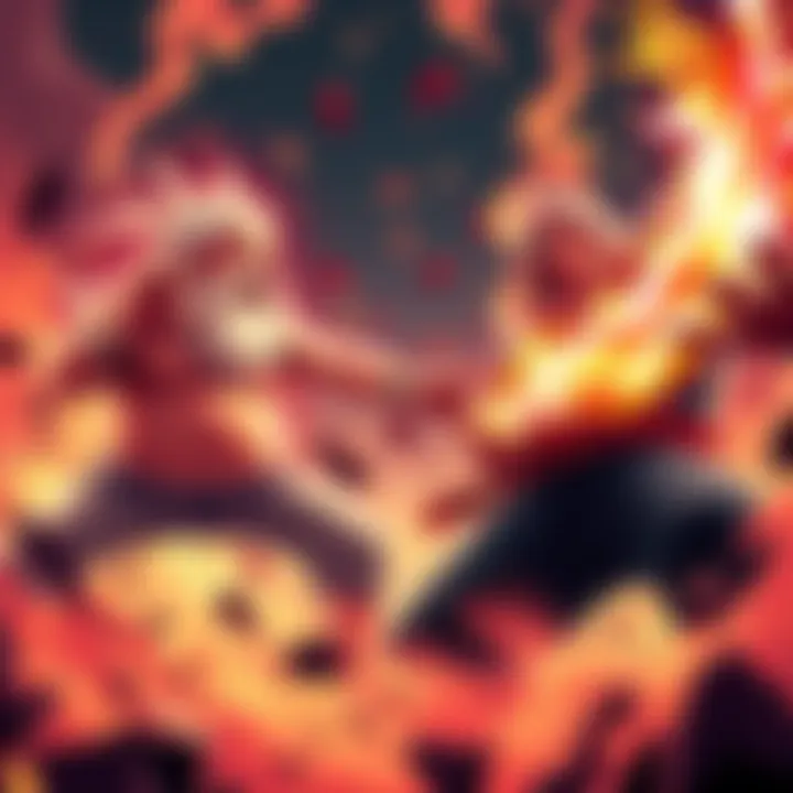 Garp harnesses the screams of the dead and Fishman ashes as he confronts Kuzan in a dramatic fight scene with intense energy in the air.