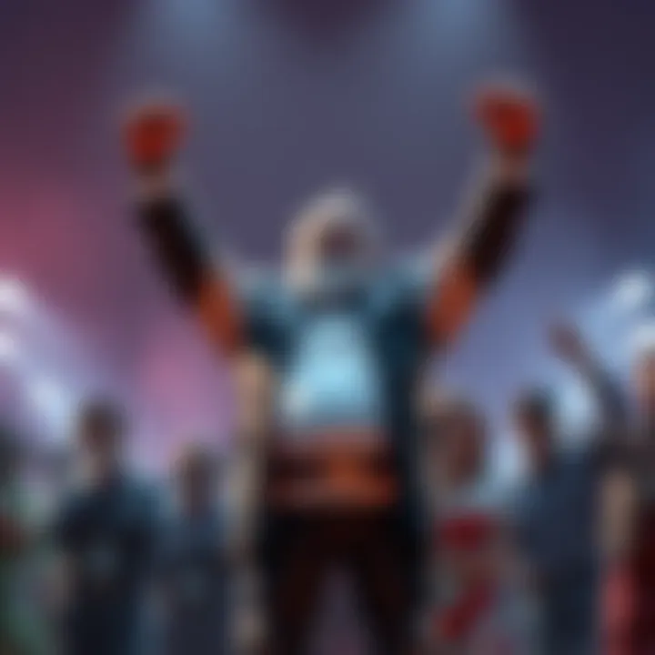Garp Celebrating Victory Garp stands confidently with arms raised in celebration, having overcome recent allegations, while a group of critics frown in the background.