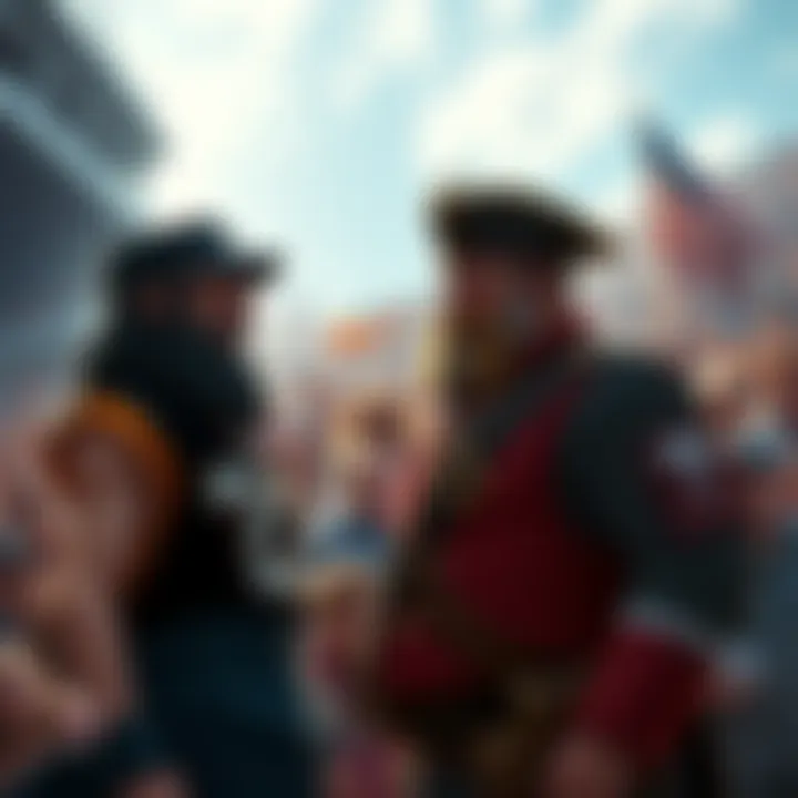 Garp stands firmly before Runbeard, signifying the end of his career, as crowd of fans react with anger and disbelief in the background.