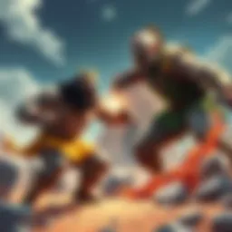Garp and Rocks clash in an epic fight at the Holy Land, showcasing their powers and determination.