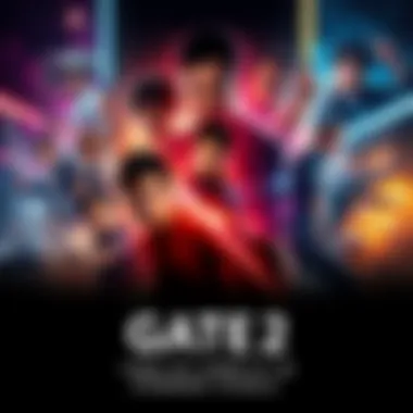 Main characters and dramatic scenes from GATE 2: Tides of Conflict are showcased in vibrant colors and dynamic action poses.