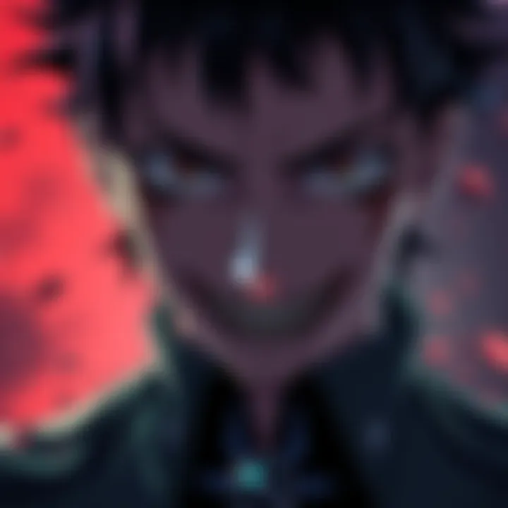 A close-up of Gauche from Black Clover with a creepy expression, highlighting his unsettling characteristics