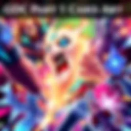 Colorful card art featuring strong FTP units and popular characters in action, showcasing vivid animations and design