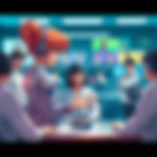 Geega explaining Vshojo's operations with visuals of VTubers in the background