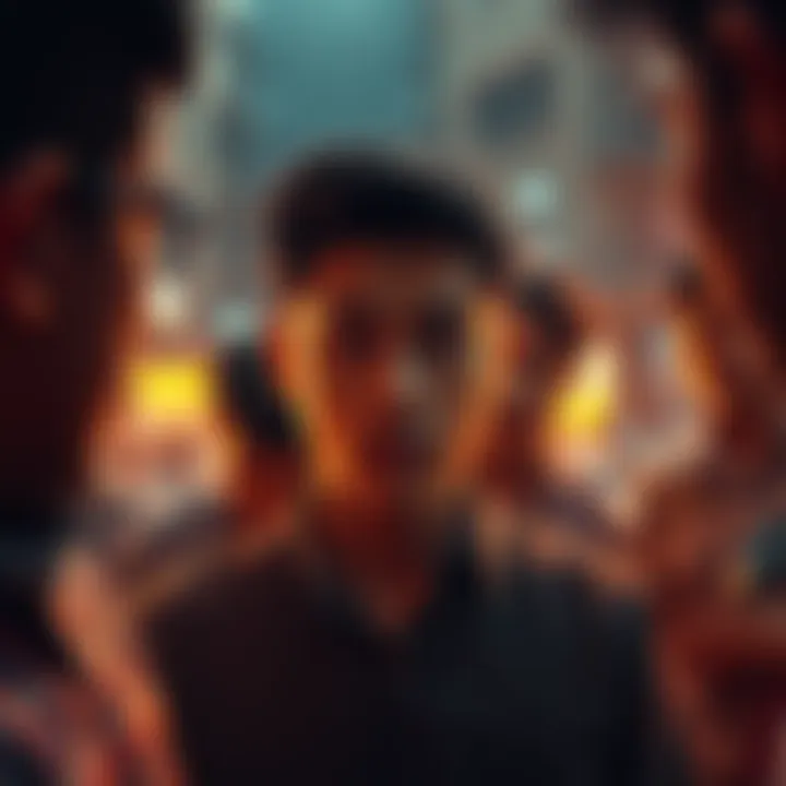 Geets looks worried as they confront a group of people, sensing they might be exposed.