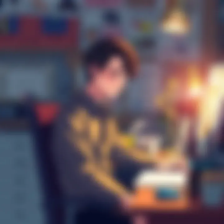 Gege Akutami sitting at a desk with manga art supplies, looking thoughtful about future projects