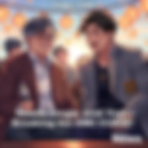 Gege and Yuji joyfully discussing their innovative take on adult male characters in storytelling