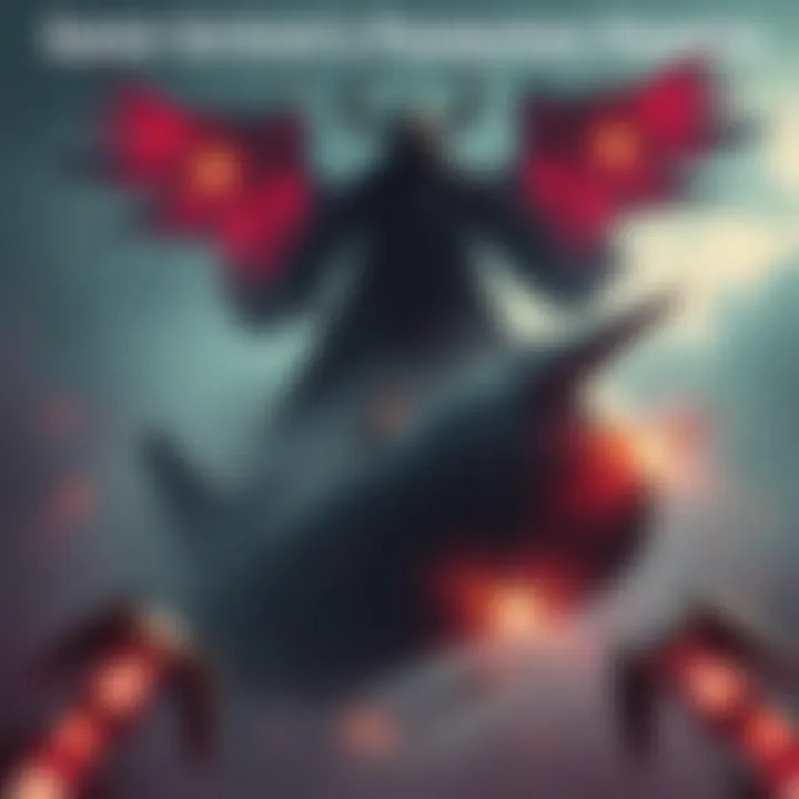 A dark, ethereal figure representing Geist Grimm hovering over a large airship, showcasing its possession abilities. Various vehicles blend together, illustrating the transformation potential of the entity.