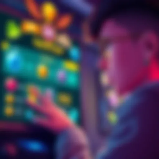 A person looking thoughtfully at a screen displaying gem collections and spending options in a game setting.